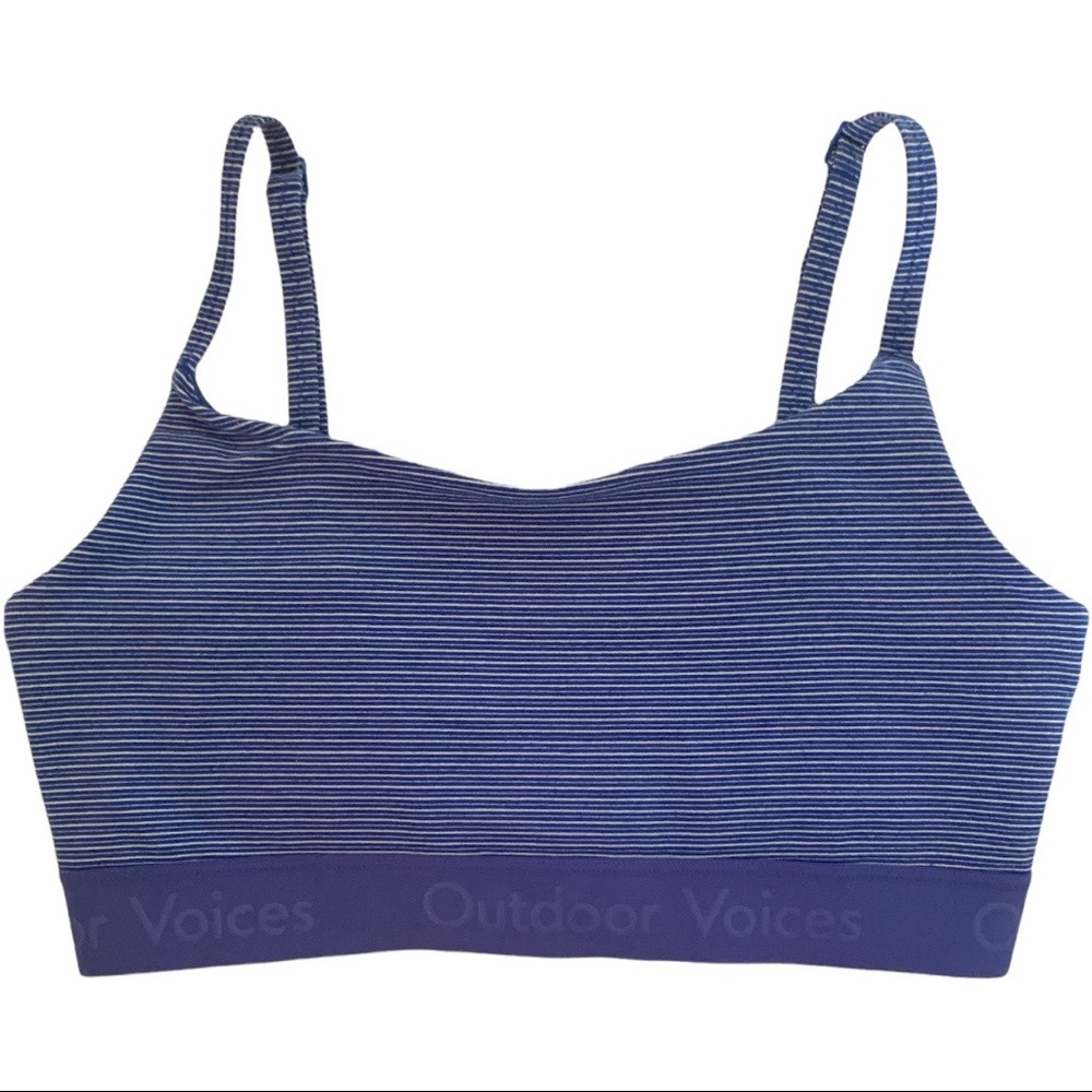 OUTDOOR VOICES Freestyle  Adjustable Medium Impact Sports Bra Stripe - SZ Large